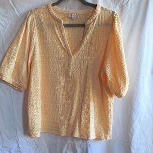 LOFT Light Yellow Textured Blouse